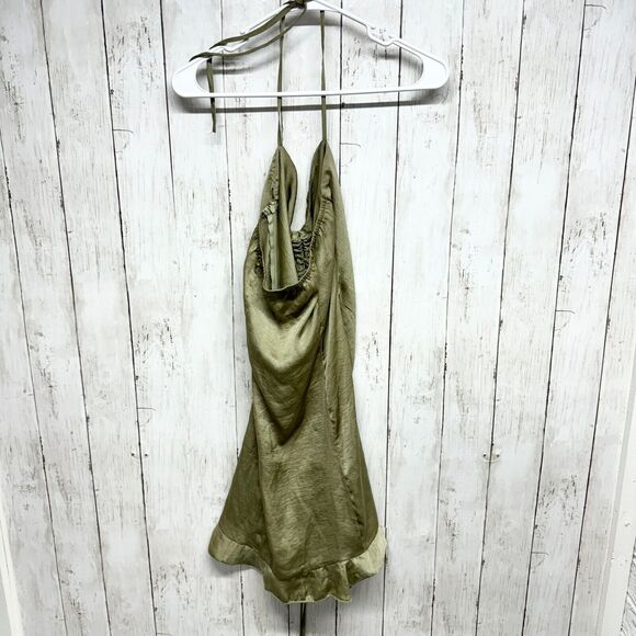 Princess Polly Dress Women Sz 6 Jada Mini Halter Neck Strapless Green Ruffled - Picture 5 of 5